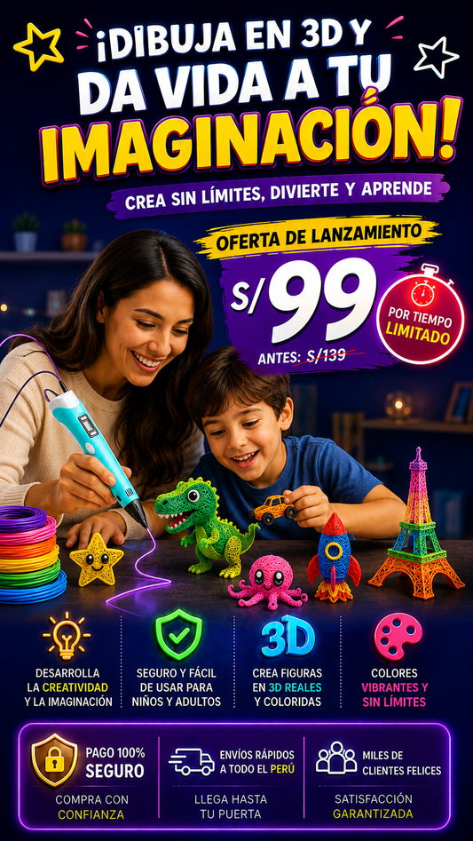 LAPIZ IMPRESION 3D + 5 COLORES